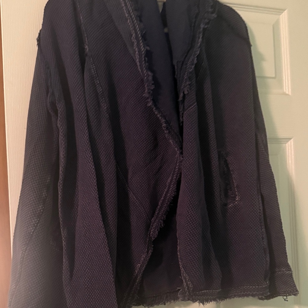 Free people.  XS - runs big.  The style.  Cozy Knit Sweater in Dark Gray